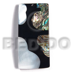 55mmx27mm laminated rectangular paua/kabibe shell  combination  5mm black resin backing - Resin Pendants
