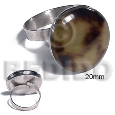 big accent haute hippie ring /adjustable metal/ 20mm round and embossed laminated brownlip tiger - Rings