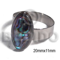 accent haute hippie ring /adjustable metal/ 20mmx11mm oval  embossed paua abalone - Rings