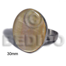 big accent haute hippie ring /adjustable metal / 30mm round flat top and laminated MOP shell - Rings
