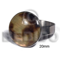 big accent haute hippie ring /adjustable metal  /20mm round embossed and laminated brownlip tiger shell - Rings