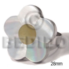 big accent haute hippie 28mm flower  / adjustable metal ring/ laminated hammershell / MOP combination - Rings