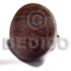 big accent haute hippie round 30mm / adjustable metal ring/  polished robles wood - Rings