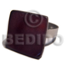 big accent haute hippie  square 20mm / adjustable metal ring/  polished blacktab shell - Rings