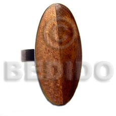 big accent haute hippie oval 40mmx30mm / adjustable metal ring/  polished robles wood and bayong wood combination - Rings