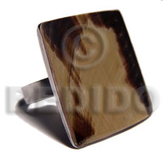 big accent haute hippie square 28mmx28mm / adjustable metal ring/  polished brownlip tiger shell /set for bfj526bl - Rings