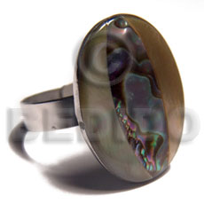 big accent haute hippie oval 20mmx25mm / adjustable metal ring/  laminated paua/blacklip/brownlip combination - Rings