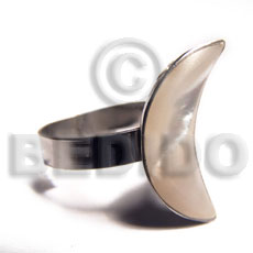 big accent haute hippie quarter moon 25mmx18mm / adjustable metal ring /  laminated kabibe shell - Rings