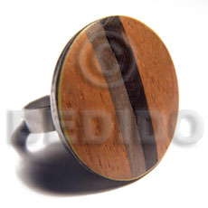 big accent haute hippie round 30mm / adjustable metal ring/  polished robles/greywood combination - Rings