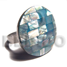 big accent haute hippie round 30mm / adjustable metal ring / laminated hammershell blue blocking - Rings