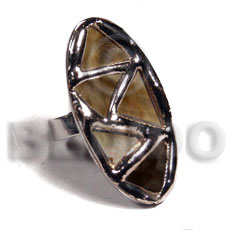 brownlip tiger /  oval 40mmx20mm / adjustable ring/  molten silver metal series / electroplated / sr-r-04 - Rings