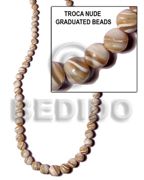 troca natural/nude graduated oyok round beads - Round Shell Beads