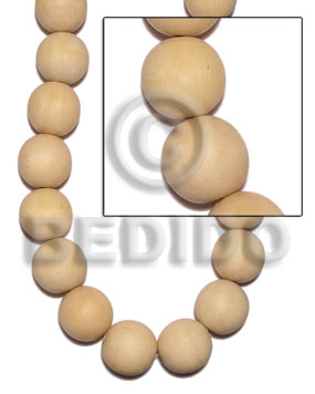nat. white wood round beads 20mm - Round Wood Beads