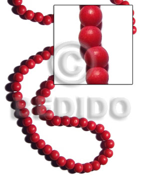 10mm natural white  round wood beads dyed in red - Round Wood Beads