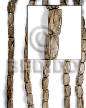 greywood diamond cut 10x20mm - Saucer & Diamond Wood Beads