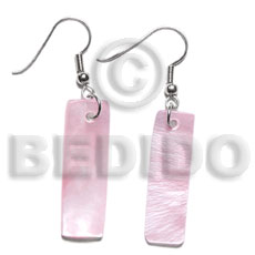 dangling 30x10mm pastel pink hammershelll bar earrings - Seed Earrings