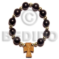 black buri seeds/wood beads rosary bracelet - Seeds Bracelets