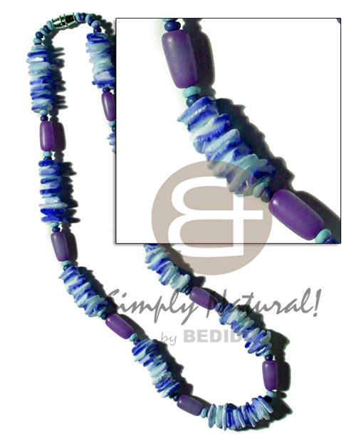 buri seed tube & colored white rose combination  2-3mm coco Pokalet. / lavender & blue - Seeds Necklace