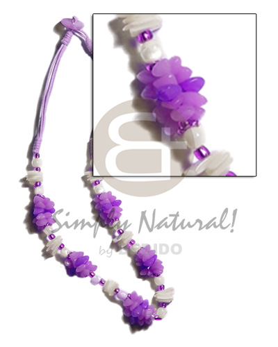 Lavender 3 layer wax cord Seeds Necklace