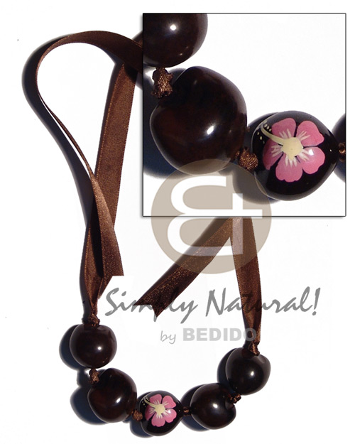 Kukui nuts ribbon choker Seeds Necklace