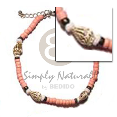 hand made Coco pokalet. nassa tiger Shell Anklets