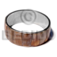 laminated shell in 1 inch  stainless metal / 65mm in diameter - Shell Bangles