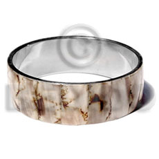 laminated shell  in 1 inch  stainless metal / 65mm in diameter - Shell Bangles