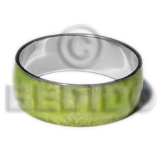 laminated neon green capiz  in 1 inch  stainless metal / 65mm in diameter - Shell Bangles