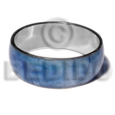 laminated blue capiz  in 1 inch  stainless metal / 65mm in diameter - Shell Bangles