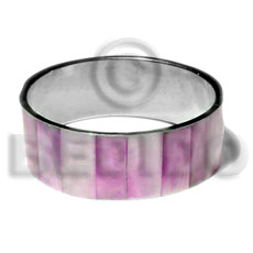 laminated pink hammershell in 1 inch  stainless metal / 65mm in diameter - Shell Bangles
