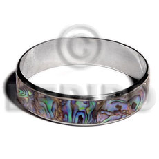laminated paua  in 3/4 inch stainless metal / 65mm in diameter - Shell Bangles