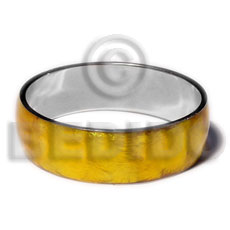 laminated yellow capiz  in 3/4 inch  stainless metal / 65mm in diameter - Shell Bangles