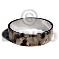 laminated inlaid brownlip in 3/4 inch  stainless metal /  65mm in diameter - Shell Bangles