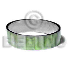laminated lime green hammershell in 3/4 inch  stainless metal / 65mm in diameter - Shell Bangles