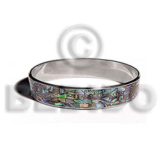 laminated inlaid mosaic paua in 1/2 inch  stainless metal / 65mm in diameter - Shell Bangles
