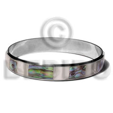 laminated hammershell natural/paua  alternate in 1/2 inch stainless metal / 65mm in diameter - Shell Bangles