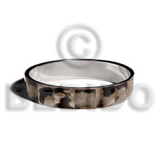 laminated inlaid brownlip tigerin 1/2 inch  stainless metal /  65mm in diameter - Shell Bangles