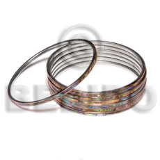 laminated hammershell paua in 3mm stainless metal / 65mm in diameter / price per piece - Shell Bangles