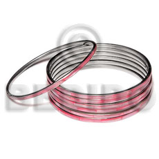 laminated hammershell pink in 3mm stainless metal / 65mm in diameter / price per piece - Shell Bangles