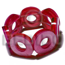 30mm capiz shell rings ( 7mm thickness )  10mm inner hole in clear pink resin elastic bangle - Shell Bangles