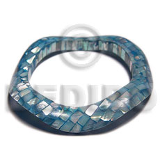 blue kabibe shell  blocking wavy bangle thickness 10mm / width 15mm / inner diameter 65mm - Shell Bangles