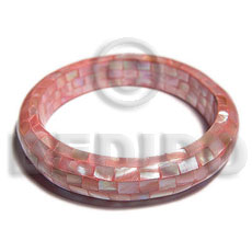 pink kabibe shell  blocking round bangle thickness 10mm / ht 15mm / inner diameter 65mm - Shell Bangles