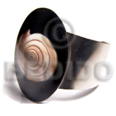 haute hippie 38mmx23mm metal cuff bangle  oval 60mmx42mm cunos shell in black resin - Shell Bangles