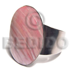 haute hippie 38mmx23mm metal cuff bangle  oval 60mmx42mm polished pink kabibe shell - Shell Bangles