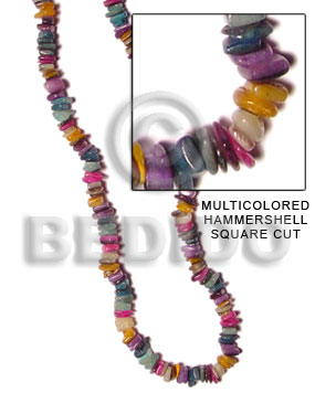 Multicolored hammershell square cut Shell Beads