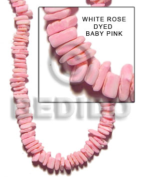 white rose dyed in baby pink - Shell Beads