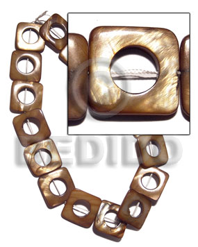 25mmx25mm square laminated high gloss golden amber kabibe shell ( 16 pcs.) i - Shell Beads