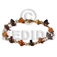 black lip and red corals in gold chain - Shell Bracelets