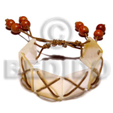 hand made 20mmx20mm mop squares in brown Shell Bracelets