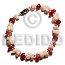 mosaic luhuanus  red corals combination & glass beads - Shell Bracelets